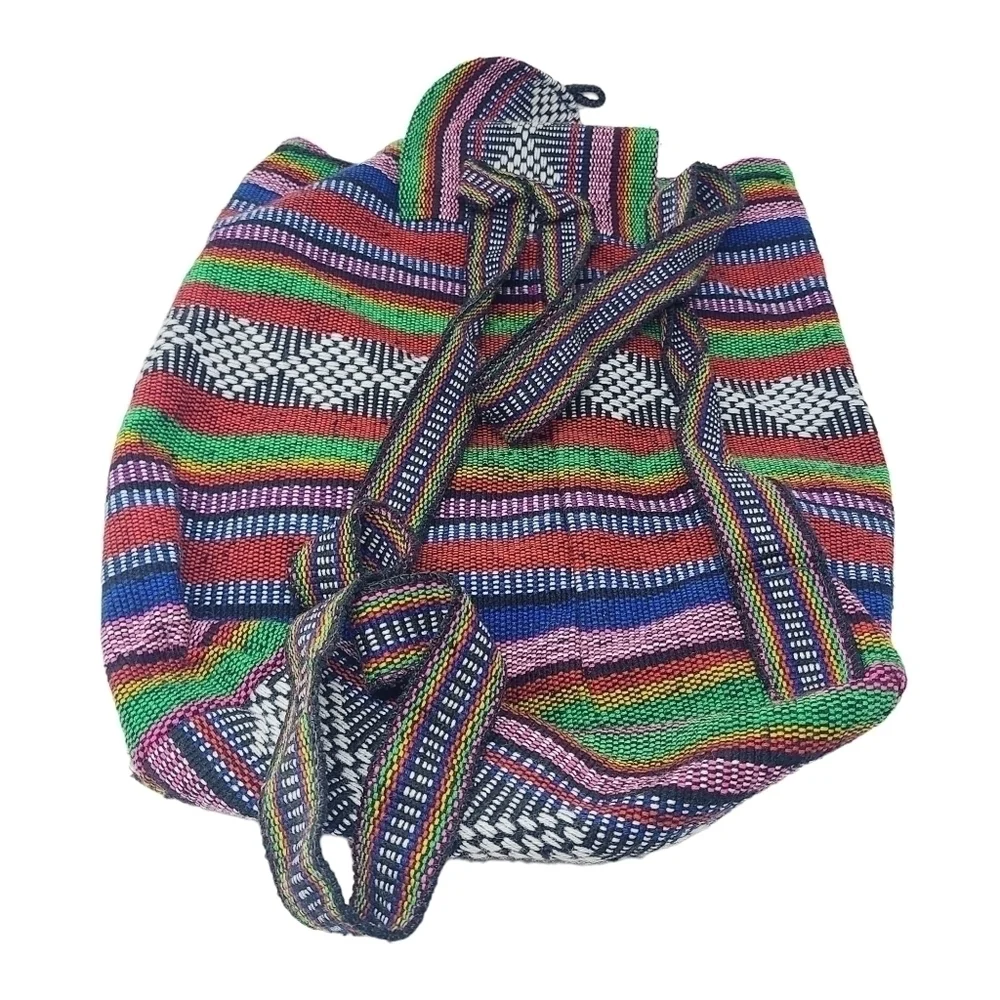 Unbranded | Multicolored Bohemian Baja Fabric Backpack or Bookbag (One Size)